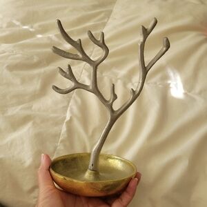 JEWELRY  STAND // silver & brass tree style